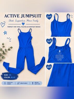 Free People Active Jumpsuit - Bright Blue